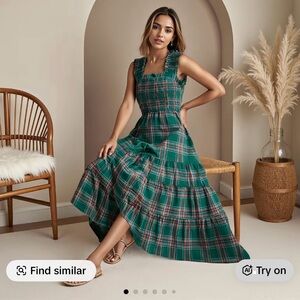 Plaid Green Sleeveless Dress